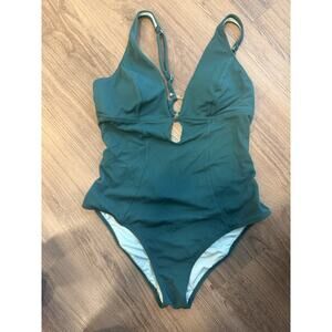 Cupshe Green One Piece Swimsuit Stretch Adjustable Strap Cut-Out Women's Size L